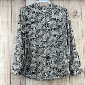 J. Crew Factory Women's Collar Button Up Top Blouse Animal‎ Zebra Print Sz M